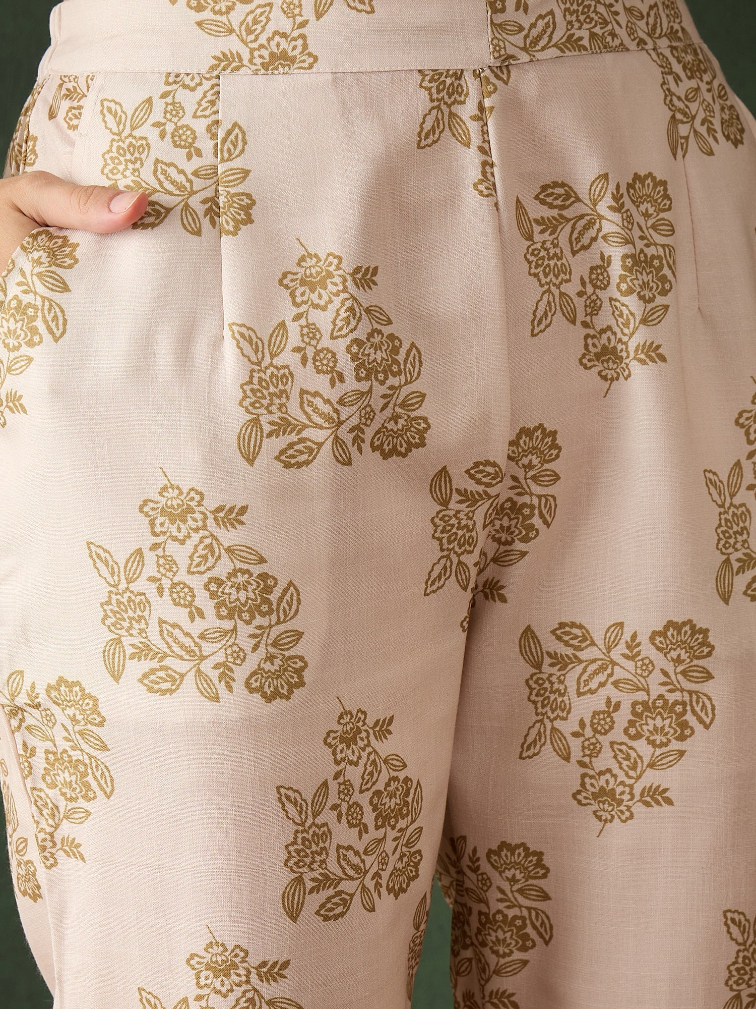 Cream Floral Print Co-Ord Set - Elganza