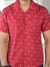 Red Bandhani Printed Shirt - Elganza