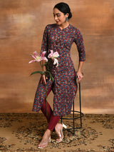 Maroon Kantha Work Kurta With Pant - Elganza