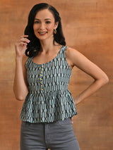 Blue Printed Tunic - Elganza