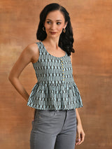 Blue Printed Tunic - Elganza