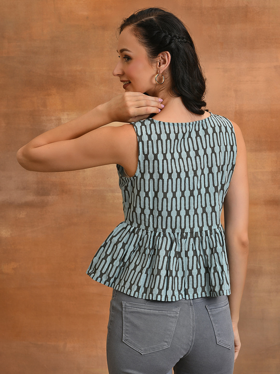 Blue Printed Tunic - Elganza