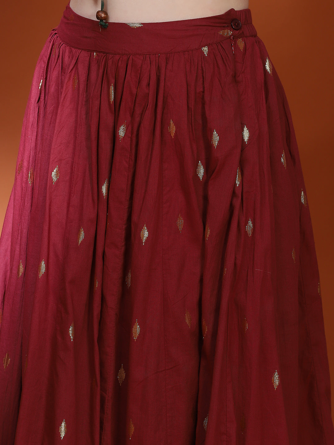 Maroon Woven Designed Lehenga Choli With Dupatta - Elganza