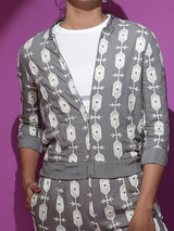Grey Embroidered Jacket With Afgani Pant Co Ord Set - Elganza