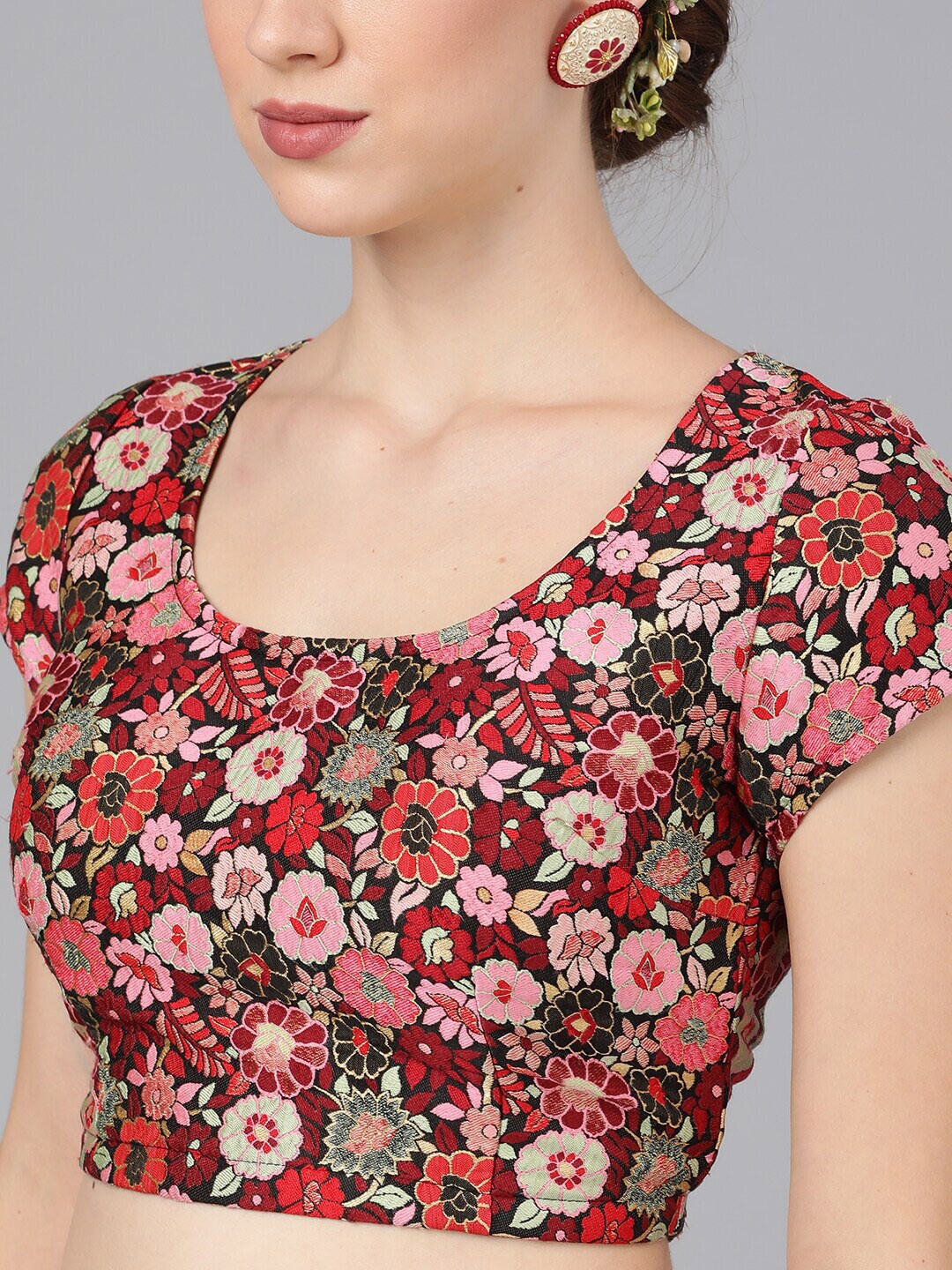 Multicolor Floral Print Lehenga Choli With Dupatta - Elganza