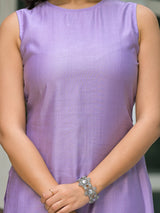 Lavender Sleevessless Kurta Sharara With Organza Sequinned Dupatta - Elganza