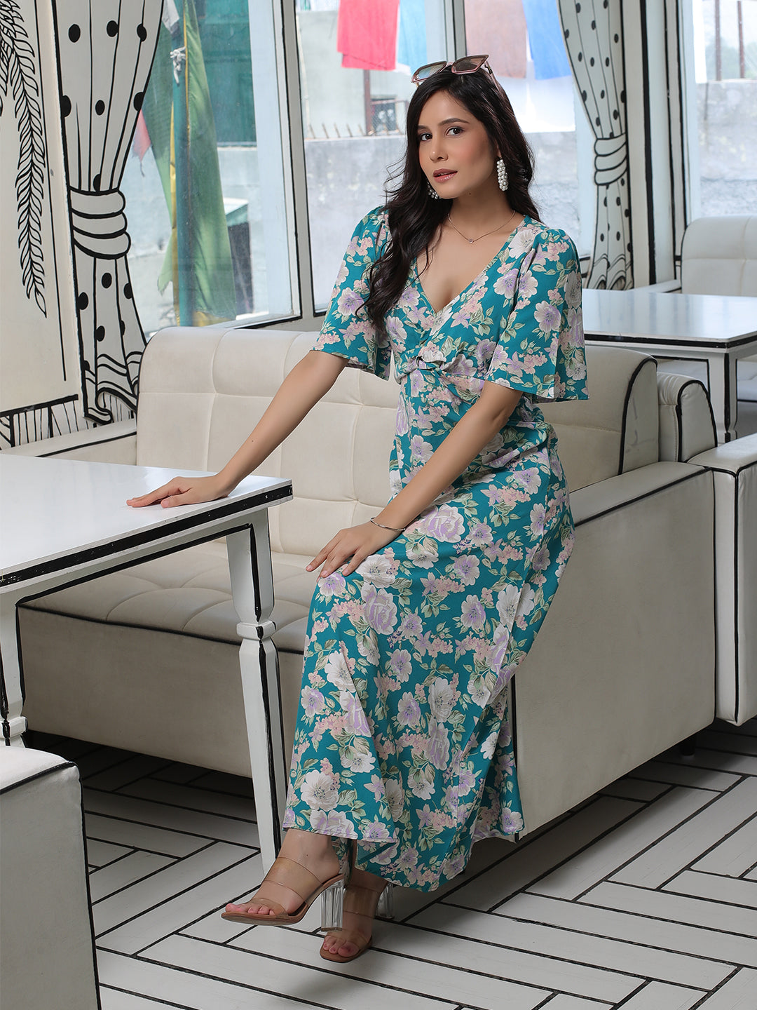 Mermaid Green A-Line Dress - Elganza