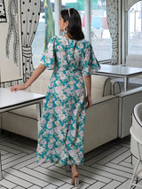 Mermaid Green A-Line Dress - Elganza