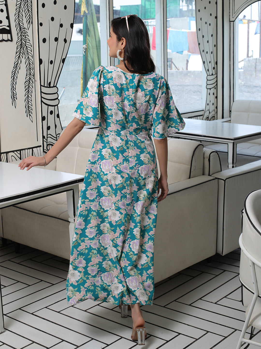 Mermaid Green A-Line Dress - Elganza