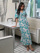 Mermaid Green A-Line Dress - Elganza