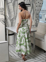 Cool matcha Abstract print Maxi Dress - Elganza