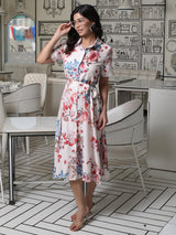 Cream garden party Shirt Dress - Elganza