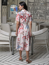 Cream garden party Shirt Dress - Elganza