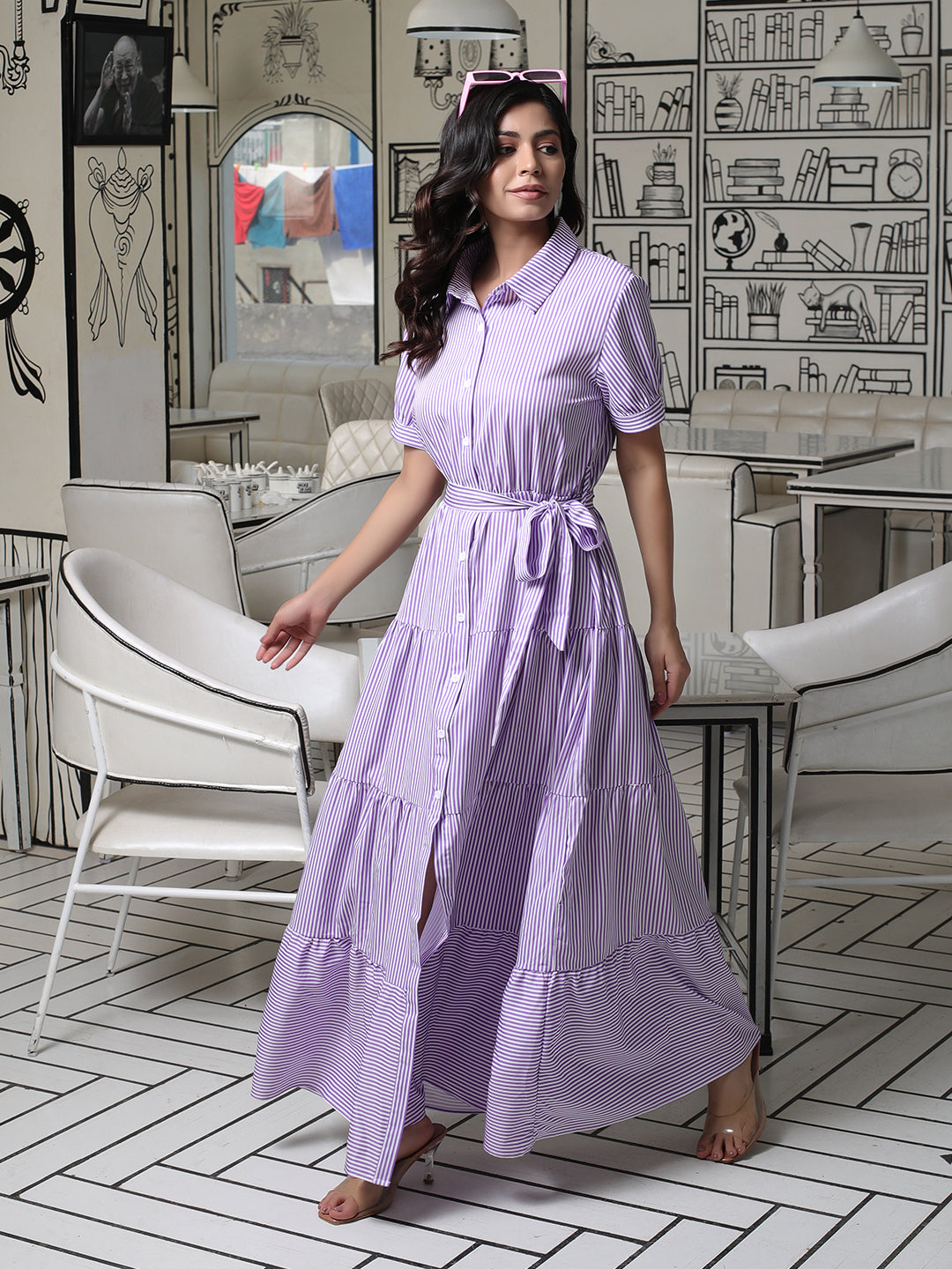Candy Purple Tiered Maxi Dress - Elganza