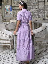 Candy Purple Tiered Maxi Dress - Elganza