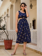 Indigo Cut-Out Midi Dress - Elganza