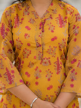 Mustrad Chanderi Kurta Set With Organza Dupatta - Elganza