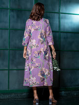 Lavender A-line Button Down dress - Elganza