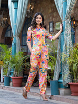 Mustard natural Crepe Pakistani Co-Ords Set - Elganza