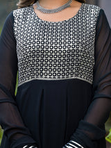 Black Sequinned Party Wear Maxi Dress - Elganza