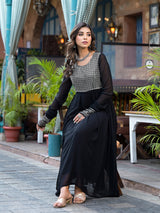 Black Sequinned Party Wear Maxi Dress - Elganza