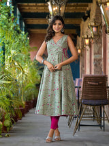 Mint Green angrakha anarkali - Elganza