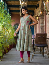 Mint Green angrakha anarkali - Elganza