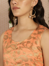 Orange Banarasi Jacquard Straight Kurta - Elganza