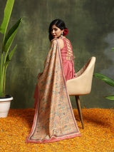 Pink Muslin Print Anarkali Kurta with tie-ups Suit Set - Elganza