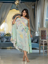 Marble print One-Shoulder Assymmetric Dress - Elganza