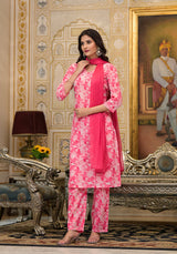 Pink Schiffli Kurta Set with Dupatta - Elganza