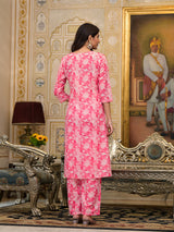 Pink Schiffli Kurta Set with Dupatta - Elganza
