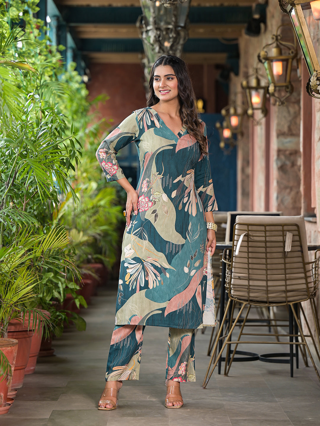 Indigo Digital Print Kurta Set - Elganza