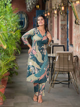 Indigo Digital Print Kurta Set - Elganza