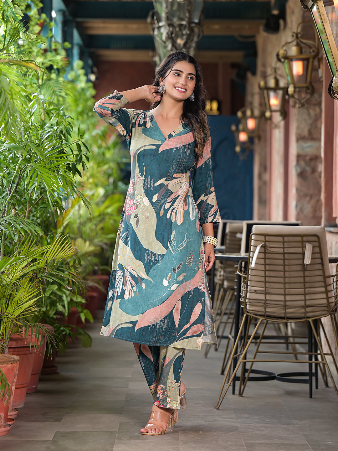 Indigo Digital Print Kurta Set - Elganza