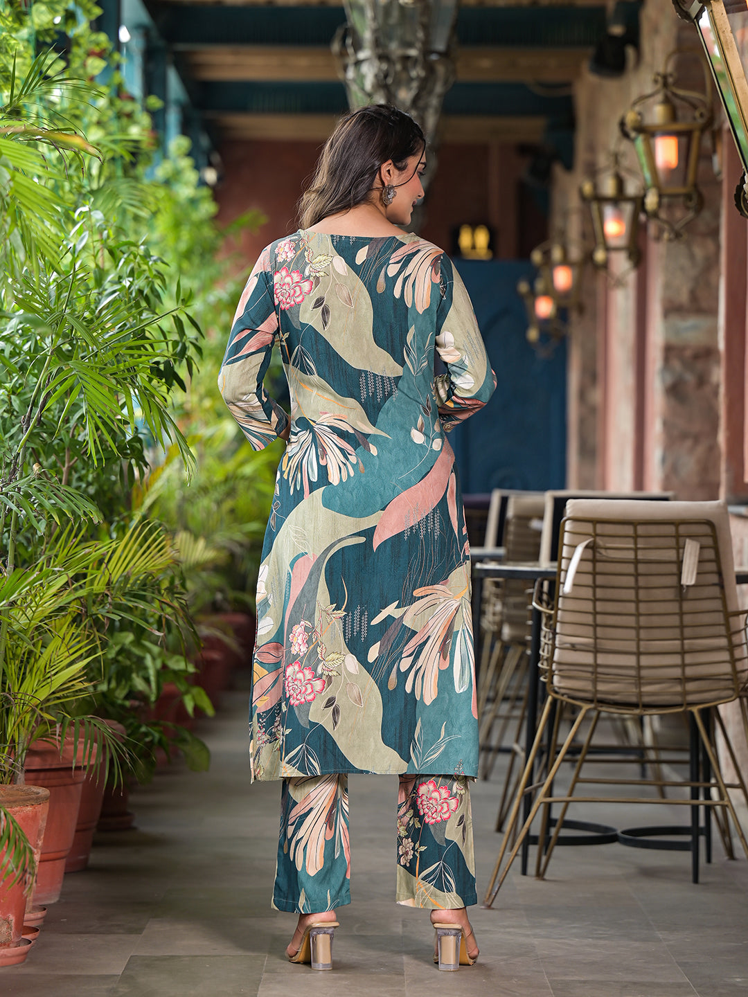 Indigo Digital Print Kurta Set - Elganza