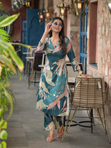 Indigo Digital Print Kurta Set - Elganza