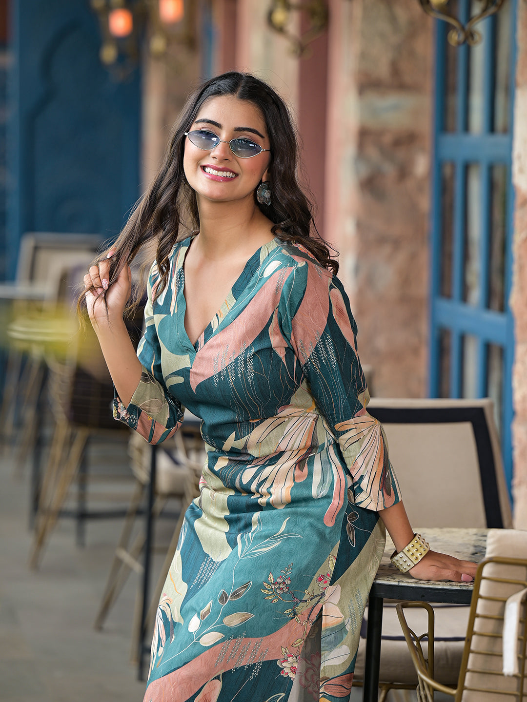 Indigo Digital Print Kurta Set - Elganza