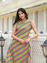 Multicolor Leheriya Straight Kurta - Elganza