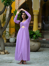 Lavender Flared Maxi Dress - Elganza