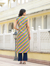 Multicolor Leheriya Straight Kurta - Elganza