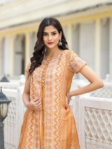 Mustard jacket pattern A-Linne Kurta Set - Elganza