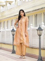 Mustard jacket pattern A-Linne Kurta Set - Elganza