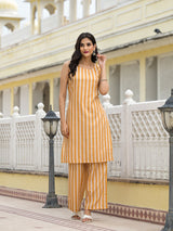 Mustard jacket pattern A-Linne Kurta Set - Elganza