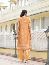 Mustard jacket pattern A-Linne Kurta Set - Elganza