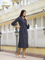 Indigo Kurta with Ruffled sleeve - Elganza