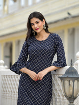 Indigo Kurta with Ruffled sleeve - Elganza