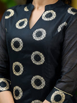 Black Zari jacquard Kurta Set - Elganza