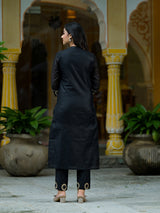 Black Zari jacquard Kurta Set - Elganza