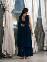 Blue Georgette Lehenga holi with Mirror Work - Elganza